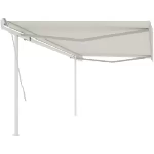 image of Vidaxl - Manual Retractable Awning with Posts 5x3 m Cream Cream