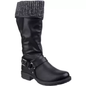 image of Divaz Womens/Ladies Monroe Pull On Tall Cuffed Fur Lined Casual Boots UK Size 5 (EU 38)