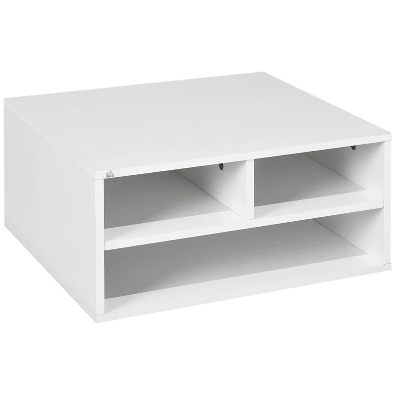 Image of HOMCOM Homcom - Desktop Printer Stand with 3 Open Compartments, Desk Organiser White 5056725522933