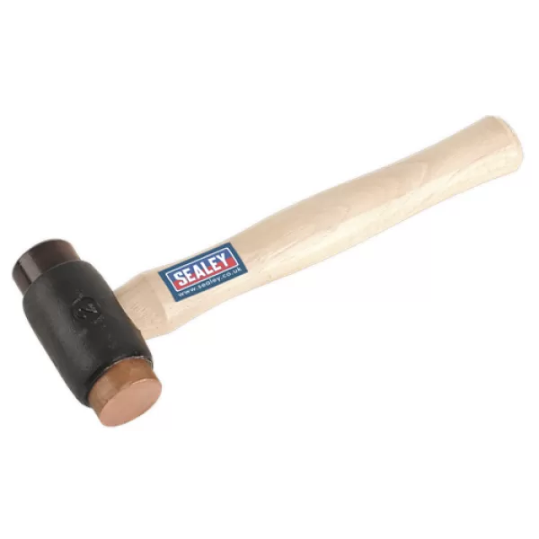 Image of Genuine SEALEY CRF25 Copper/Rawhide Faced Hammer 2.25lb Hickory Shaft