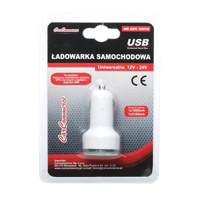Image of CARCOMMERCE 42018 Car mobile phone charger Number of inlets/outlets: 2 USB Car mobile phone charger (100026)