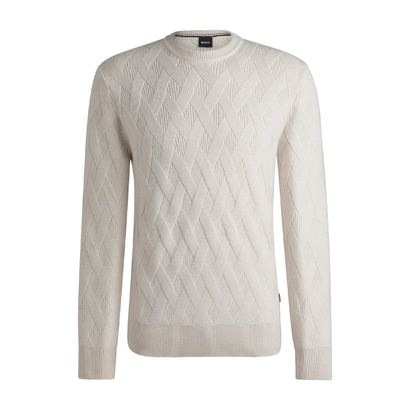 Image of Boss Mens H Elfredo Knitted Top Open White male XL