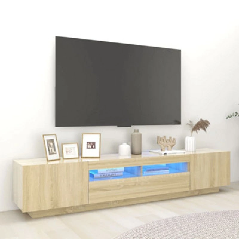 Image of VIDAXL TV Cabinet with LED Lights Sonoma Oak 200x35x40cm Vidaxl 8720286640975