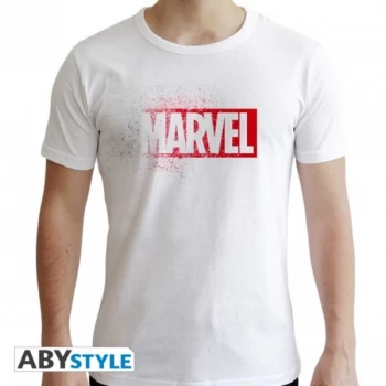 image of Marvel - "Marvel Logo" Mens XL SS white New Fit T-Shirt - White