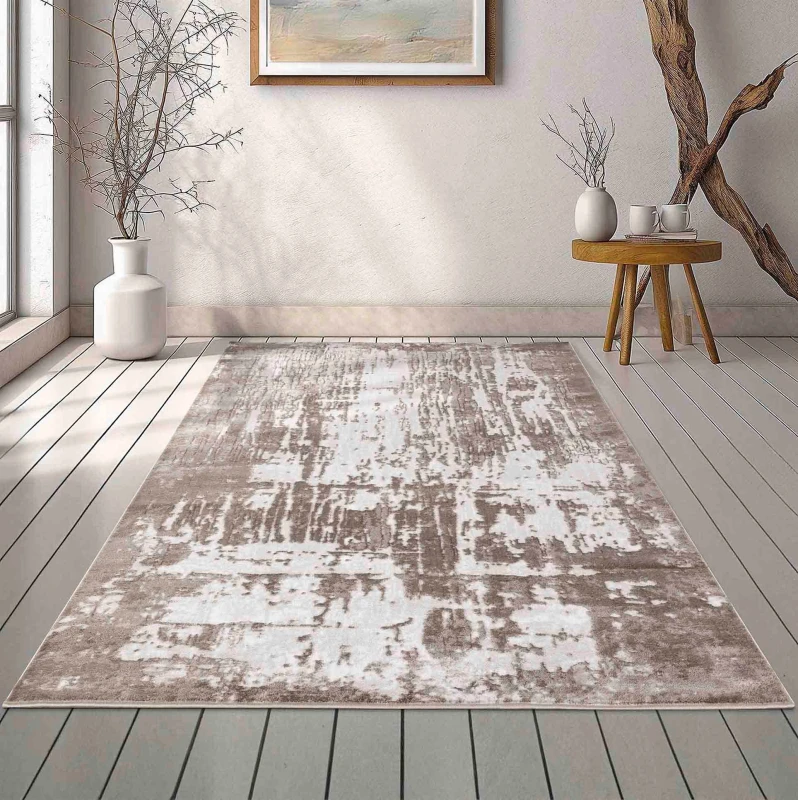 Image of Serenity Modern Abstract Abrasion Contemporary Area Rugs Stone 160X230 Cm