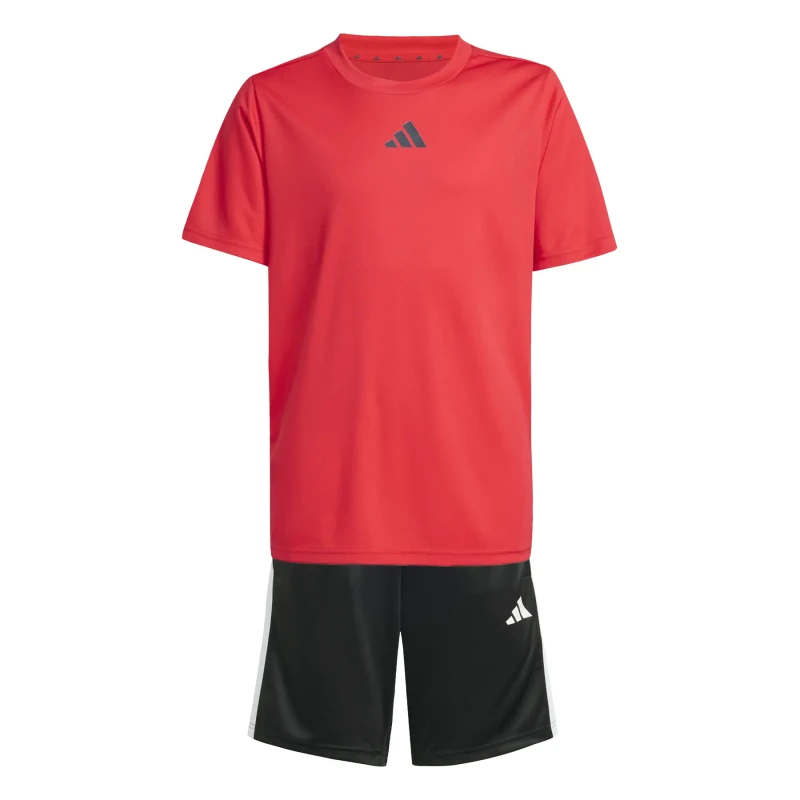 Image of adidas Train Essentials 3-Stripes T-Shirt Set Juniors - Red Red 9 - 10 Years