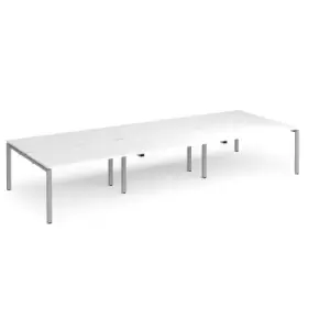 image of Adapt 6 Person Bench Office Desk - 4200mmx1600mm - Silver - White