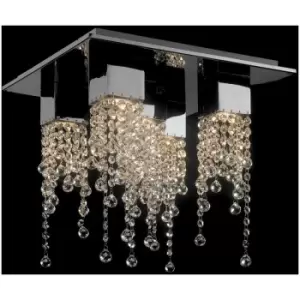 Italux Larix - Classic Flush Ceiling Light Chrome 5 Light with Crystal Shade, GU10