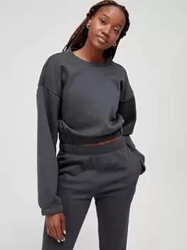 Image of adidas Studio Lounge Sweat - Dark Grey, Size L, Women