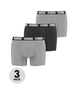 Image of Puma 3 Pack Everyday Boxers - Grey/Black, Grey/Black Size XL Men
