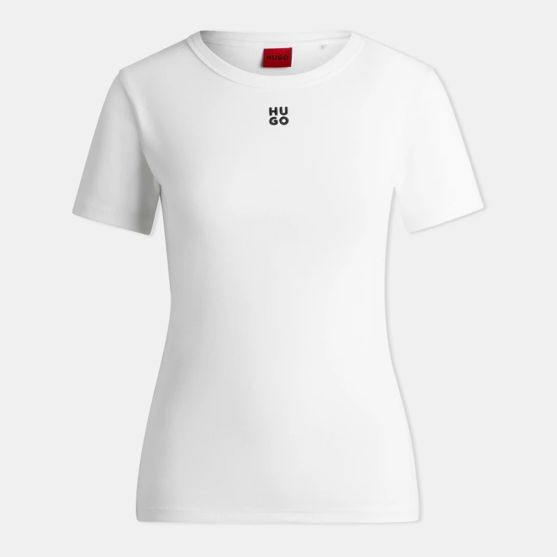 Image of Hugo Womens Regular Fit Logo T-Shirt White female 6 (XS)