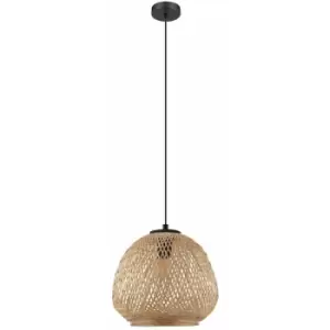 Image of Hanging Ceiling Pendant Light Round Wicker Shade 1 x 40W E27 Hallway Feature