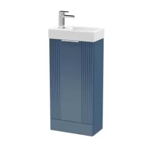 image of Nuie Deco Compact 400mm Floor Standing Cabinet & Basin - Satin Blue