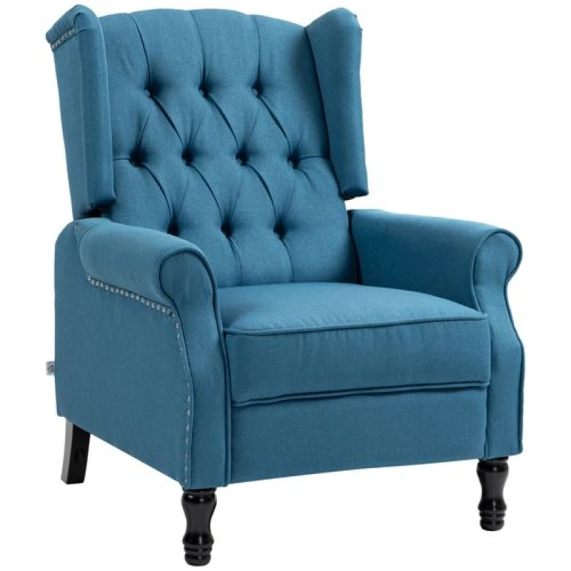 Image of HOMCOM Manual Reclining Armchair Recliner with Footrest Blue 833-677V71BU