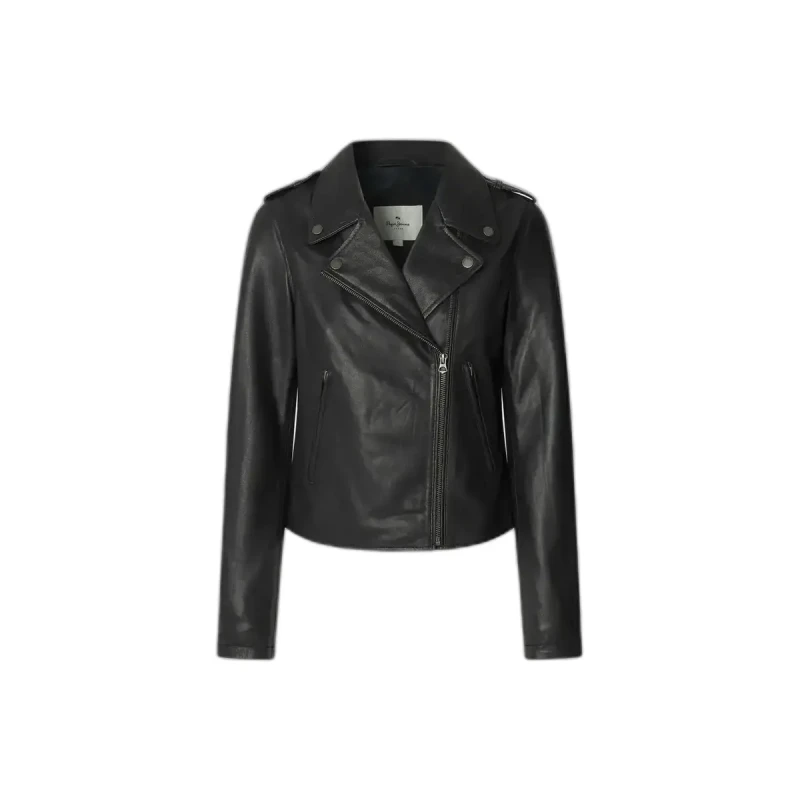 Image of Pepe Jeans Womens leather jacket Pepe Jeans Silvia Noir Female S