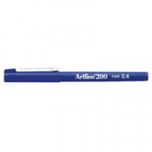 image of Artline 200 Blue Fineliner Pen Pack of 12