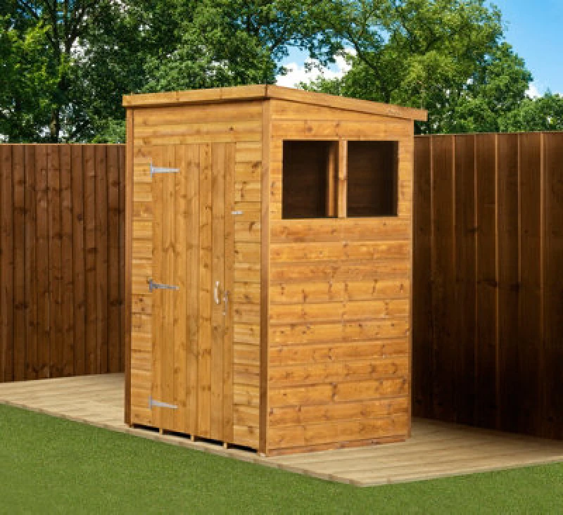 Image of Empire Sheds Empire Modular Pent 4X4 Dipped Treated Tongue And Groove Wooden Garden Shed With Windows (4' X 4' / 4ft X 4ft) (4X4)