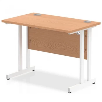 Trexus Rectangular Slim Desk White Cantilever Leg 1000x600mm Oak Ref