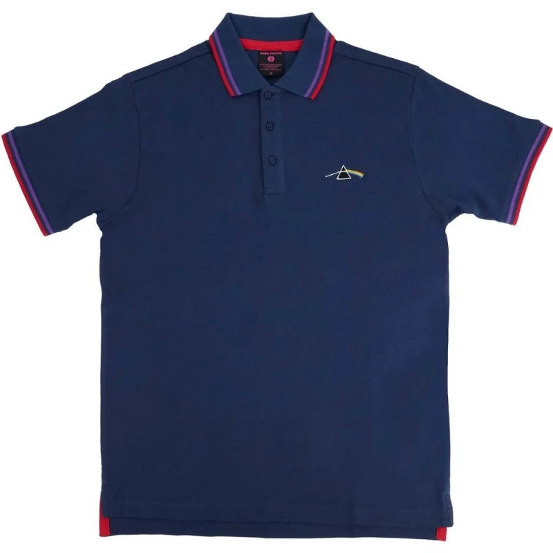 Image of Pink Floyd Pink Floyd Dark Side Of The Moon Prism Polo Shirt in Navy Size: large Navy L Unisex 5063238456617