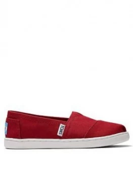 Image of Toms Boys Alpargata Canvas Shoe - Red, Size 4 Older