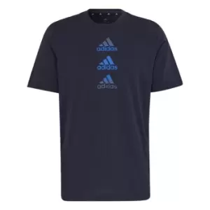 Image of adidas Designed to Move Logo T-Shirt Mens - Blue