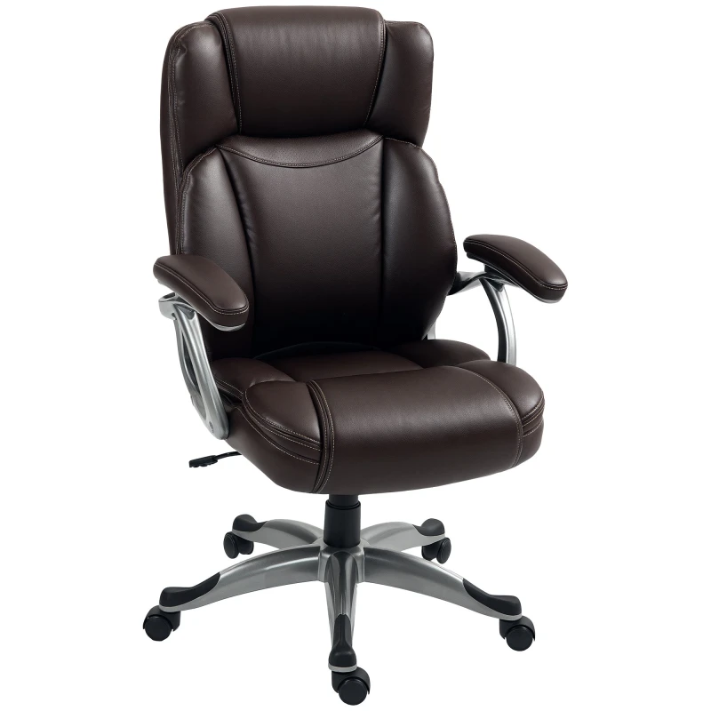Image of HOMCOM Tilting Executive Office Chair, PU Leather Desk Chair Brown
