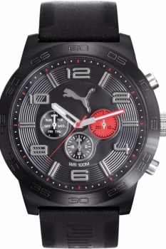 Image of Mens Puma PU10422 DEFINITION - Black red Watch PU104221001