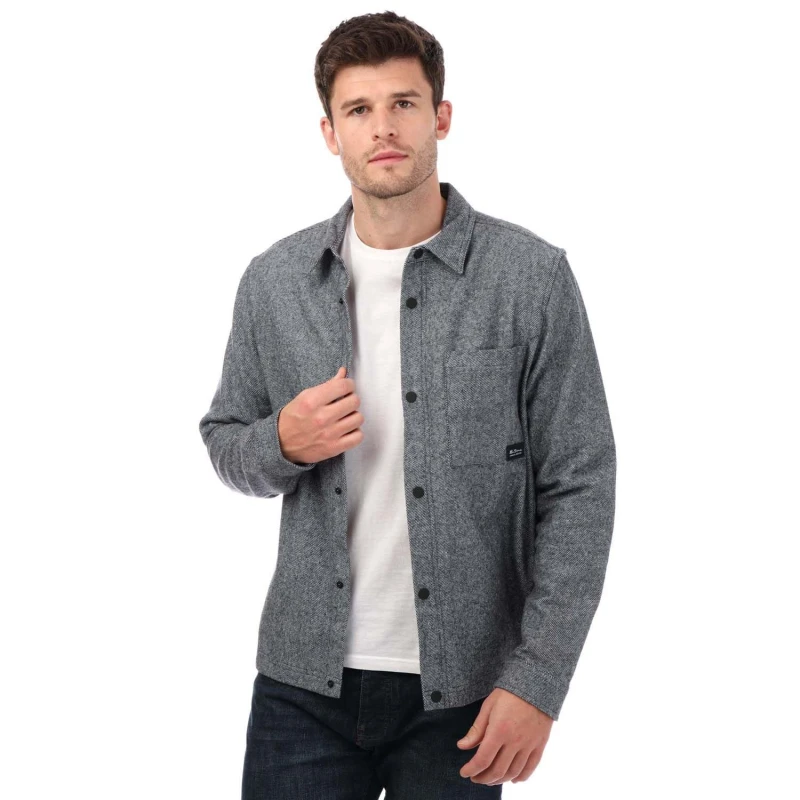 Image of Ben Sherman Brushed Twill Overshirt - Blue Blue S