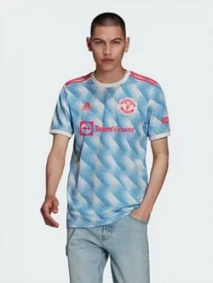 Image of Adidas Manchester United Mens 21/22 Away Shirt, Blue, Size L, Men