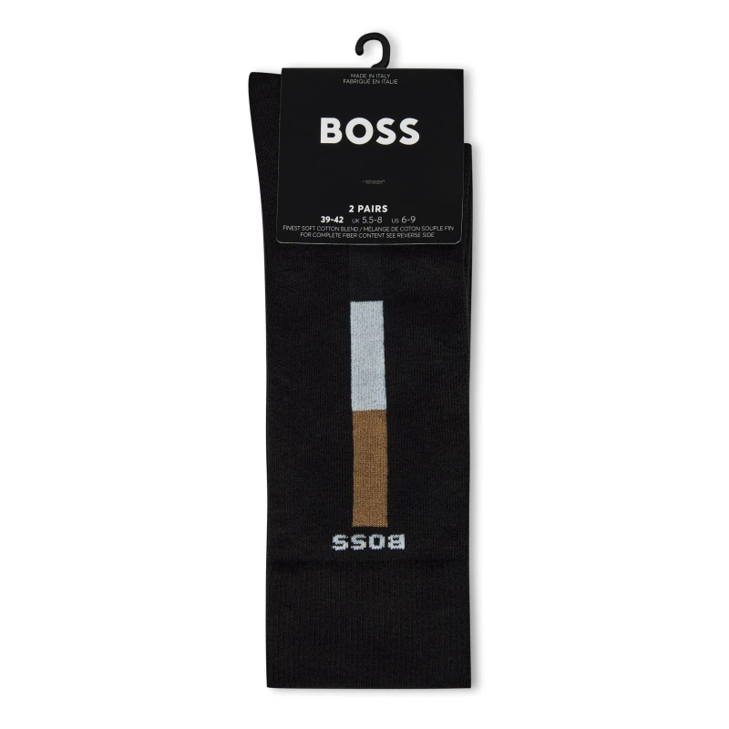 Image of Boss Boss 2p Rs Iconic Stripe 10267131 0 Crew Socks 5-8.5 Black 43288403055