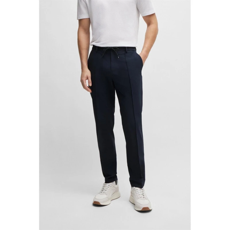 Image of Boss P-Genius Slim-Fit Trousers - Blue Blue One Size