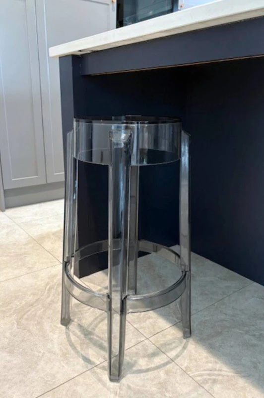 Image of Fusion Living Ghost Style Bar Stool - 66cm in Grey Grey Unisex