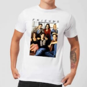 image of Friends Vintage Character Shot Mens T-Shirt - White - 3XL