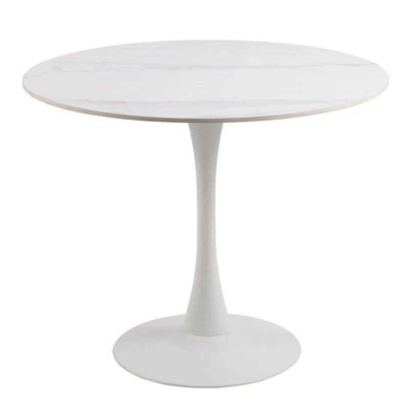 Image of Furniture To Go Malta Ceramic Round Dining Table In White 90X75Cm
