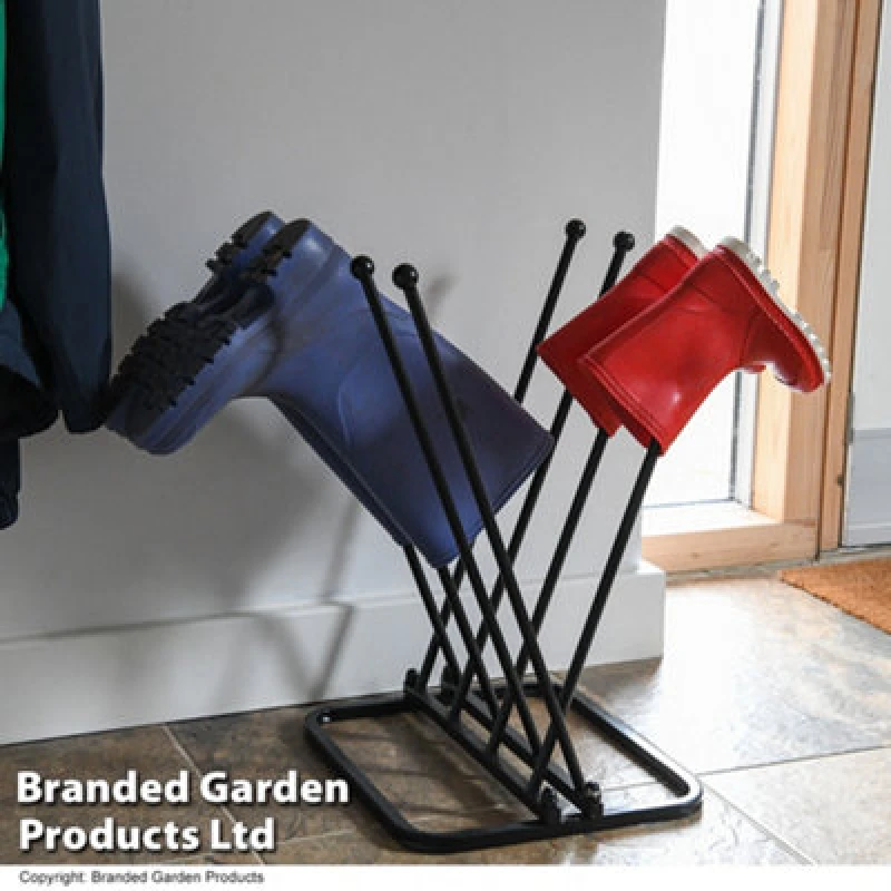 Image of THOMPSON & MORGAN Thompson&morgan - Garden Gear 4 Pair Metal Welly Boot Rack Storage Stand KF6168