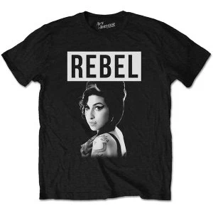 image of Amy Winehouse - Rebel Mens Large T-Shirt - Black