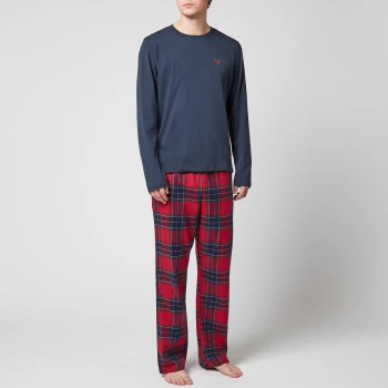 image of Barbour Lounge Mens Doug Pyjama Set - Red Tartan - L