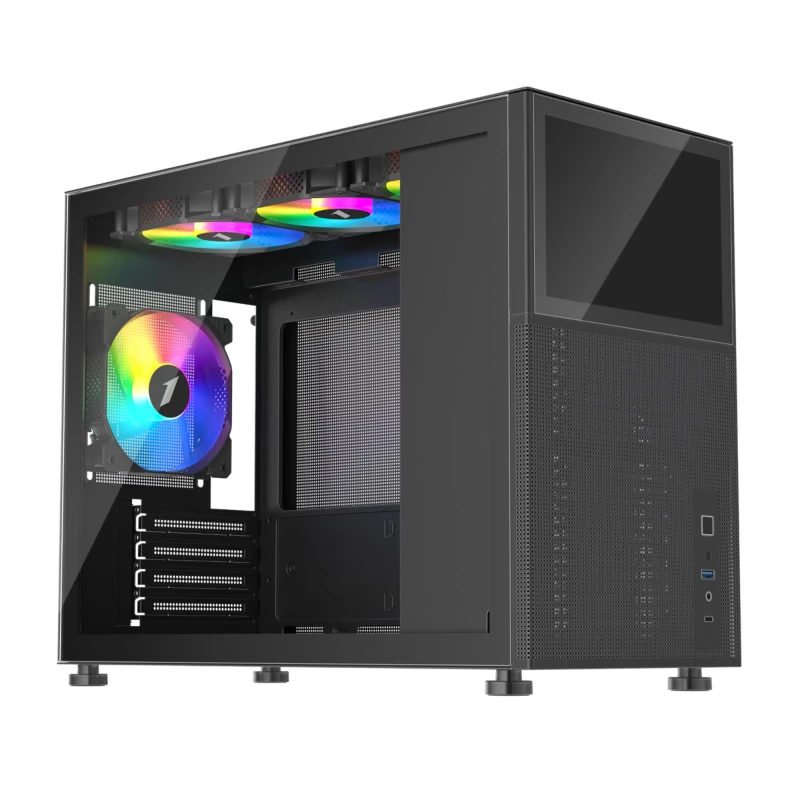 Image of 1st Player MIKU Mi6-EV Tempered Glass Emotion View Mid Tower Gaming Case - Black MI6-EV-BK-4F7