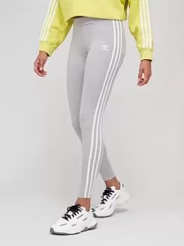 Image of adidas Originals 3 Stripes Leggings - Medium Grey Heather, Size 10, Women