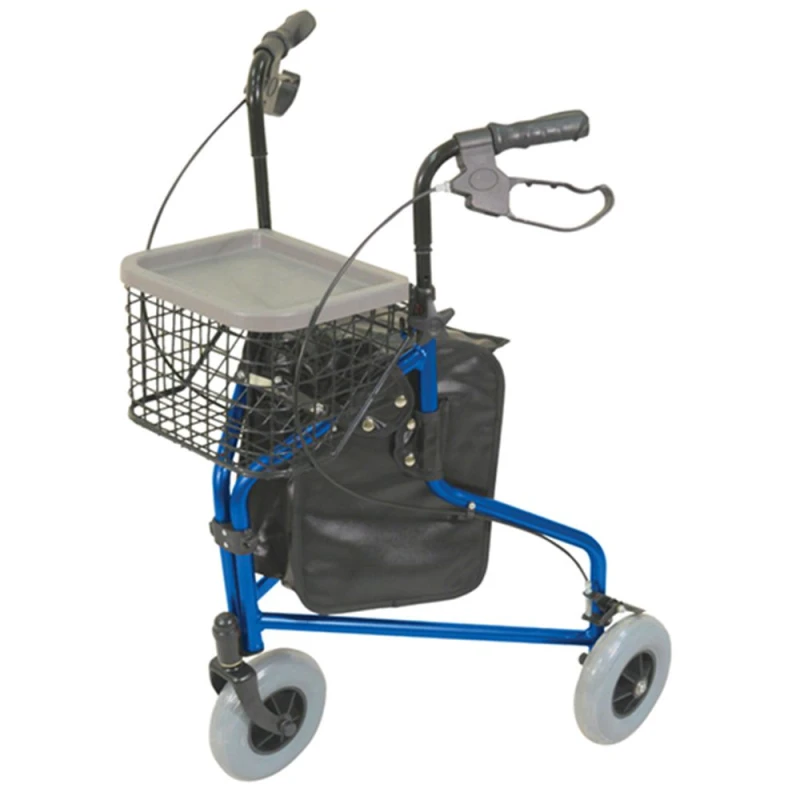 Image of Loops Blue Foldable Aluminium Tri-Walker - Bag AND Basket Included 132kg Weight Limit Multi