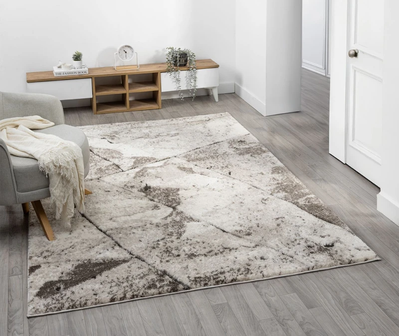 Image of Eleanor Modern Embossed Contemporary Living Room Area Rug - Slate Design,mocha,200 X 290 Cm