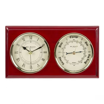 Image of Wm. Widdop Wooden Clock & Barometer - Roman Numerals
