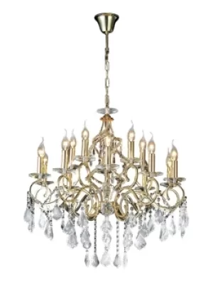 image of Torino Ceiling Pendant Chandelier 15 Light French Gold, Crystal