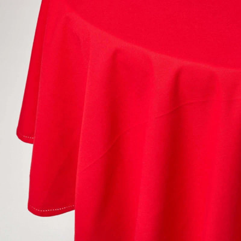 Image of Homescapes Plain Cotton Round Tablecloth, 178cm Red