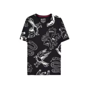 Image of Harry Potter T-Shirt Heraldic Animals WB AOP Size S