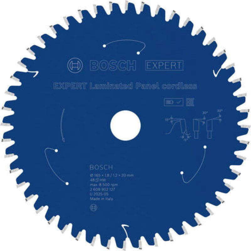 Image of Bosch Expert Laminated Panel Circular Saw Blade 165 X1.8/1.2X20mm T48 2608902127