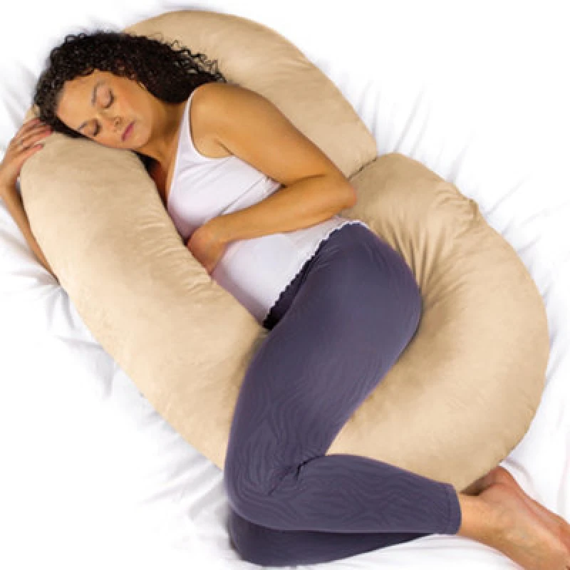 Image of Aamira C Shaped Pregnancy Pillow Cream, 140X65X20Cm Shredded Memory Foam Full Body Maternity Cushion For Sleeping