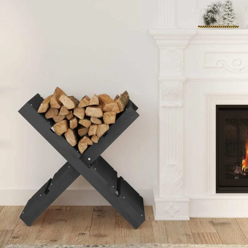 Image of vidaXL Log Holder Grey 47x39.5x48cm Solid Wood Pine, Grey 822449