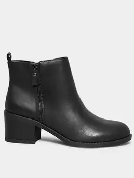 image of Yours Extra Wide Fit Block Heel Zip Boot - Black, Size E, Women