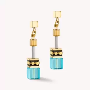 image of Coeur De Lion Classic GEOCUBE Earrings Gold & Turquoise